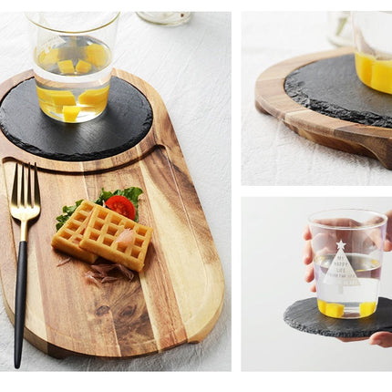 Black Acacia Wood Pizza Plate with Elegant Design | Versatile Serving Solution for Pizza and Steak