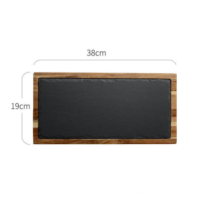 Black Acacia Wood Pizza Plate with Elegant Design | Versatile Serving Solution for Pizza and Steak