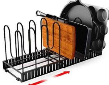 8-Tier Adjustable Iron Storage Rack for Kitchen Organization | Customizable Design for Pots and Pans