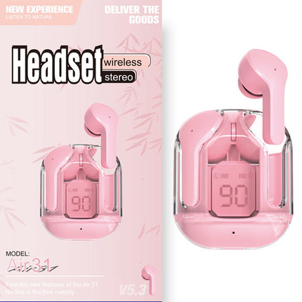 Mini Transparent Wireless Bluetooth Headset with LED Power Display | Noise Reduction for Ultimate Music Freedom
