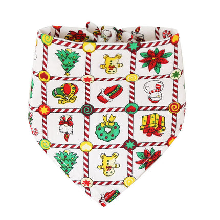 Christmas Cotton Triangle Pet Scarf with Cartoon Patterns | Adorable Holiday Accessory for Dogs and Cats