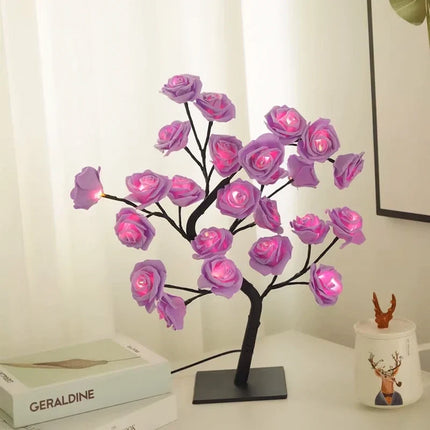 Rose Tree LED Lamp with Adjustable Branches | USB-Powered Decorative Lighting for Indoor and Outdoor Charm