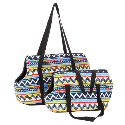 Retro Striped Pet Carrier Bag with Adjustable Strap | Stylish Canvas Travel Bag for Pets