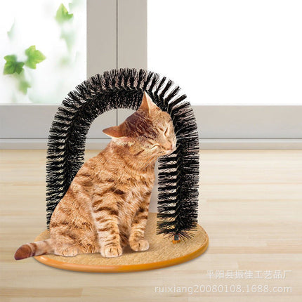 Cat Grooming Massage Brush with Scratching Pad & Plush Mouse Toy | Reduces Hair Loss and Hairballs for Happy Cats