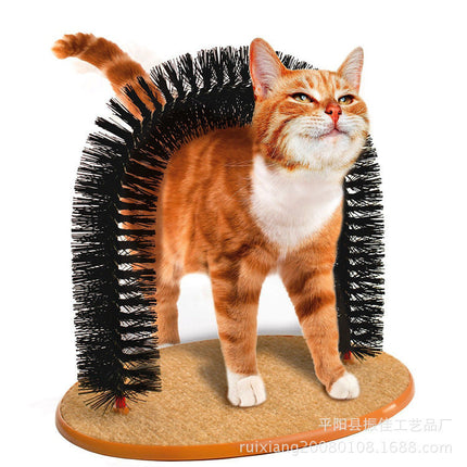 Cat Grooming Massage Brush with Scratching Pad & Plush Mouse Toy | Reduces Hair Loss and Hairballs for Happy Cats