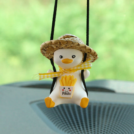 Cute Duck Hanging Ornament for Car Rearview Mirror | High-Quality Resin Pendant for Stress Relief and Decoration