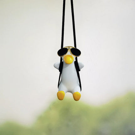 Cute Duck Hanging Ornament for Car Rearview Mirror | High-Quality Resin Pendant for Stress Relief and Decoration
