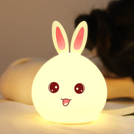 Cute Colorful Silicone Rabbit Lamp with USB Charging | Adjustable Night Light for Kids' Rooms