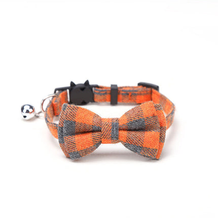 Check Pattern Cotton Dog Collar with Bowknot Option | Stylish and Comfortable Accessory for Pets in Vibrant Colors