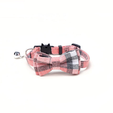 Check Pattern Cotton Dog Collar with Bowknot Option | Stylish and Comfortable Accessory for Pets in Vibrant Colors