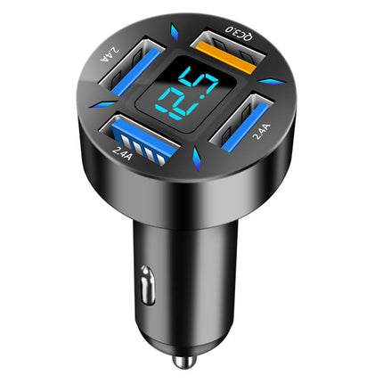 4-Port USB Car Charger with LED Display for Fast Charging | Universal Compatibility for Multiple Devices