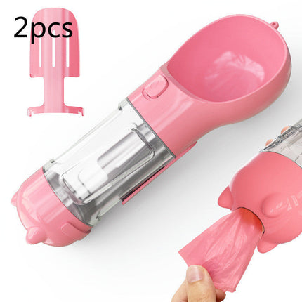 Portable 3-in-1 Dog Water Bottle with Food Compartment & Waste Bags | Hydration and Feeding Solution for Outdoor Adventures