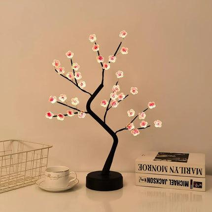 Plum Blossom LED Table Lamp with Customizable Branches | USB & Battery Powered for Serene Home Decor