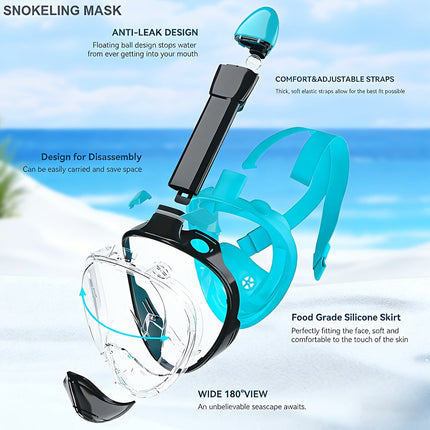 Full Face Snorkel Mask with 180 Degree View, Snorkeling Mask for Swimming – image 5