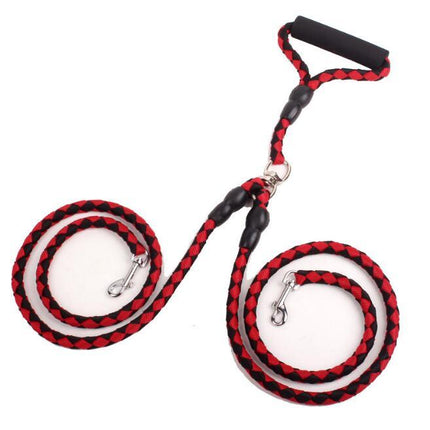 Pet Double Leash with Heavy-Duty Reflective Threads | Comfortable 360-Degree Design for Safe Dog Walking