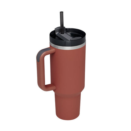 40 Oz Insulated Tumbler with Handle & Straw | Double-Wall Vacuum Insulation for Hot or Cold Beverages