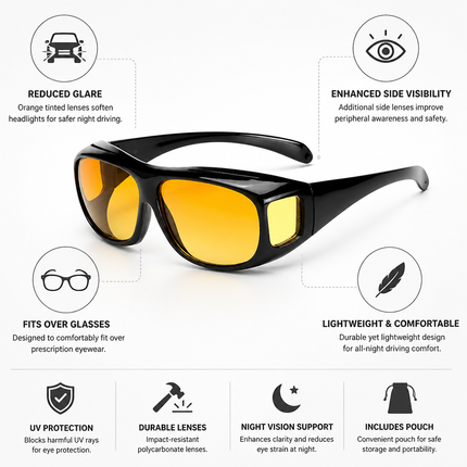 Night Driving Glasses Fit Over Glasses, Anti Glare Glasses with Orange Tinted Lenses for Night Vision – image 4