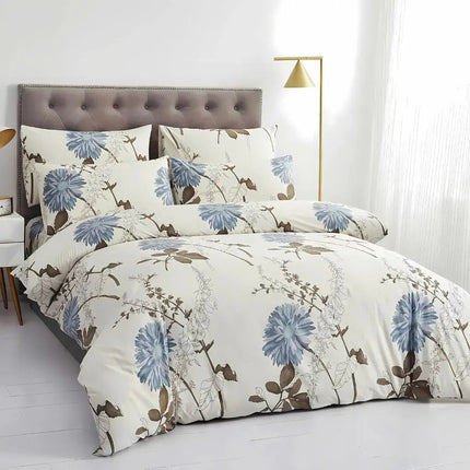 Floral Duvet Cover Set with Zipper and Corner Ties, Flower Bedding Set with 2 Pillowcases