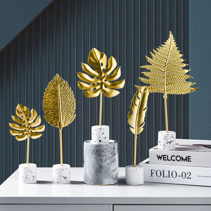 Golden Leaves Ornaments, Gold Leaf Decor