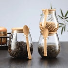Glass Jar with Bamboo Lid and Spoon, Airtight Container for Coffee and Tea, Kitchen Canister for Pantry Organization