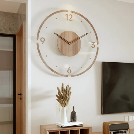 Silent Wall Clock for Living Room, Modern Large Wall Clock in Acrylic and Wood