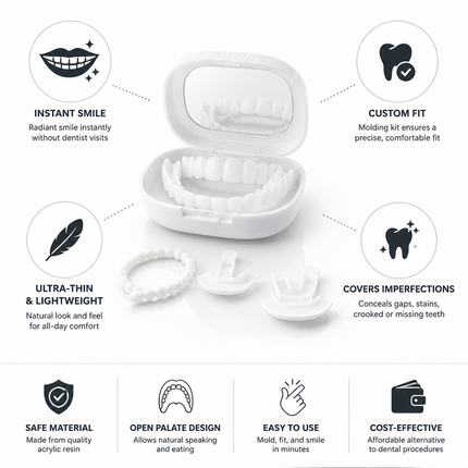 Removable Teeth Veneers with Molding Kit, Ultra Thin Cosmetic Veneers for Upper and Lower Jaw – image 4