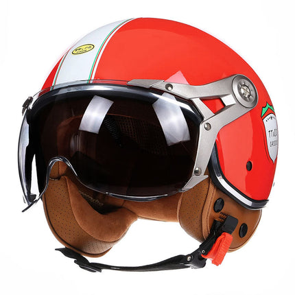 DOT Motorcycle Helmet with Bubble Visor, Vintage Cafe Racer Helmet – image 6