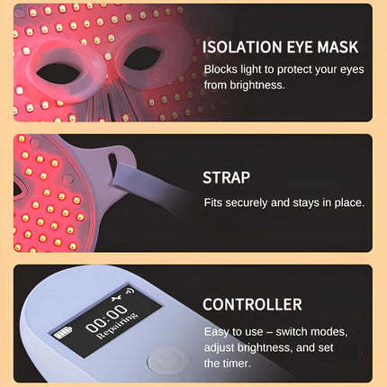 Red Light Therapy Face Mask with 6 Advanced Skincare Modes | Portable Device for Skin Rejuvenation and Anti-Aging