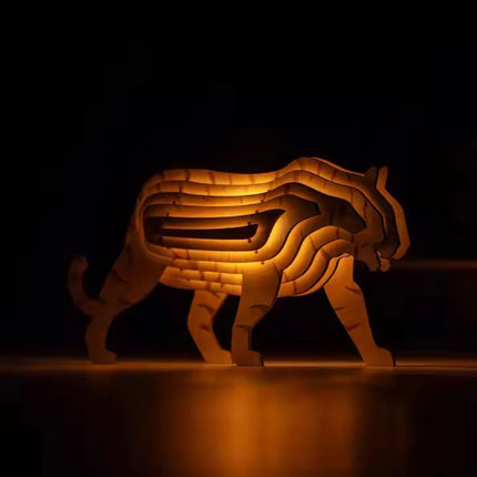 Wooden Animal Light with DIY Puzzle Assembly & Sensor Control | Unique Decorative Nightlight for Home Decor