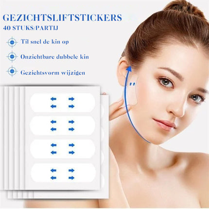Invisible Face Tape 40 Pack, Clear Facial Lifting Tape for an Instant Lifted Look