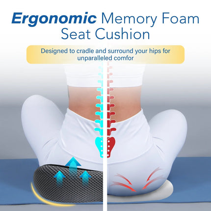 Car Seat Cushion for Short Drivers, Memory Foam Seat Cushion with Non Slip Base