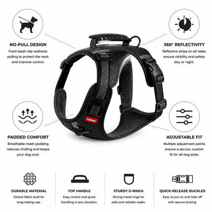 No Pull Dog Vest, Padded Dog Harness Vest with 360 Reflective Strips – image 4