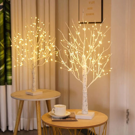 Nordic Birch Tree Light with 144 Warm White LEDs | Cordless Decorative Accent for Cozy Ambiance