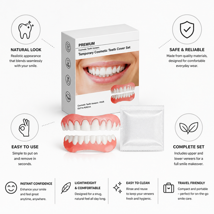 Removable Dental Veneers for Upper and Lower Teeth, Cosmetic Teeth Veneers Set – image 4