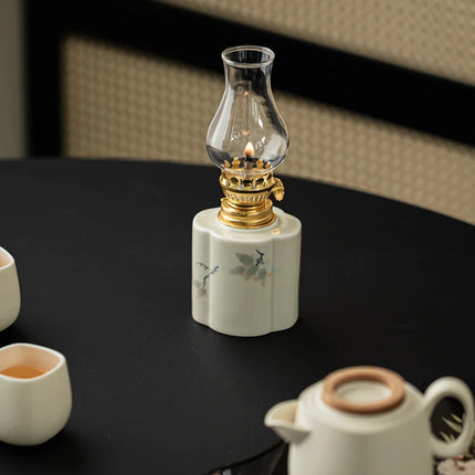 Ceramic Oil Lantern with Adjustable Flame Control | Handcrafted Décor for Cozy Ambiance