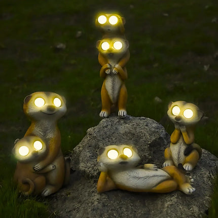 Solar-Powered Meerkat Light Figures with Glowing Eyes | Whimsical Waterproof Garden Decor for Magical Nights