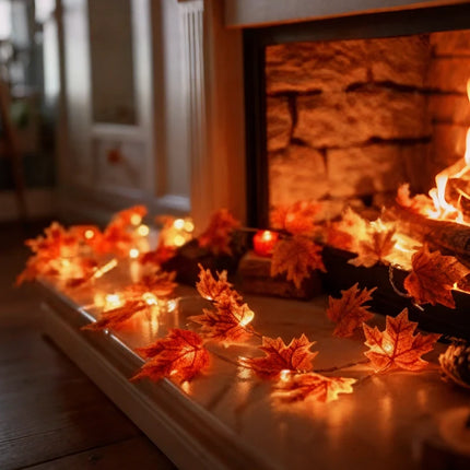 Botanical Garland Light with Warm White Glow | Nature-Inspired Decor for Elegant Home Ambiance