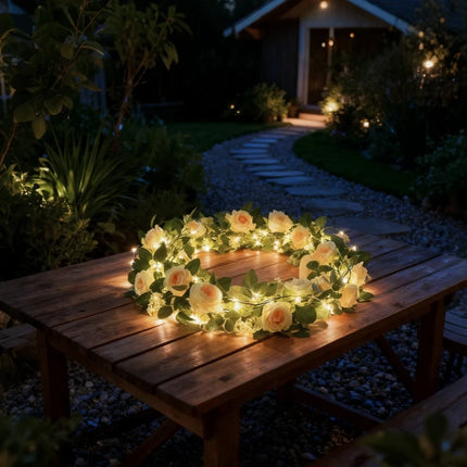 Botanical Garland Light with Warm White Glow | Nature-Inspired Decor for Elegant Home Ambiance