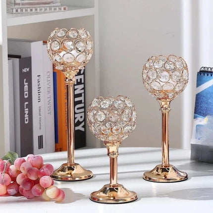Crystal Candle Holders Set with Faceted Glass Design | Vintage-Inspired Lighting for Romantic Evenings