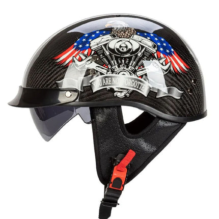 DOT Approved Motorcycle Helmet, Carbon Fiber Half Face Helmet with Visor – image 4