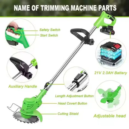 Battery Powered Weed Eater, Cordless Grass Trimmer with Wheels – image 4