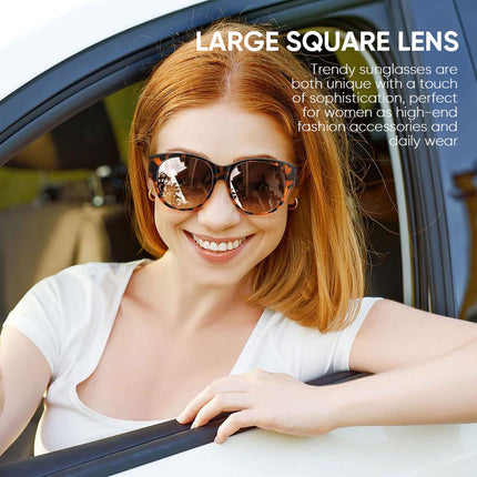 Polarized Sunglasses That Fit Over Glasses, UV400 Sunglasses for Prescription Glasses, Large Round Cat Eye Sunglasses