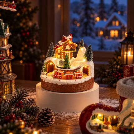 Christmas Village Set with Lights and Music, Winter Village Houses