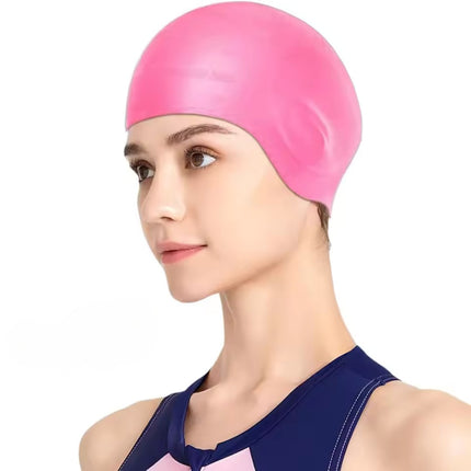 Silicone Swim Cap for Long Hair, Swimming Cap with Ear Protection