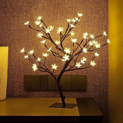 Cherry Blossom Tree Decoration with Warm White LED Lights | Elegant Centerpiece for Cozy Ambiance and Relaxation