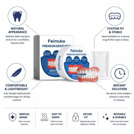 Removable Dentures, Silicone Denture Set Upper and Lower – image 4