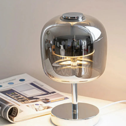 Modern Table Lamp with Dimmable Lighting and USB Power | Premium Iron and Glass Design for Ambient Atmosphere
