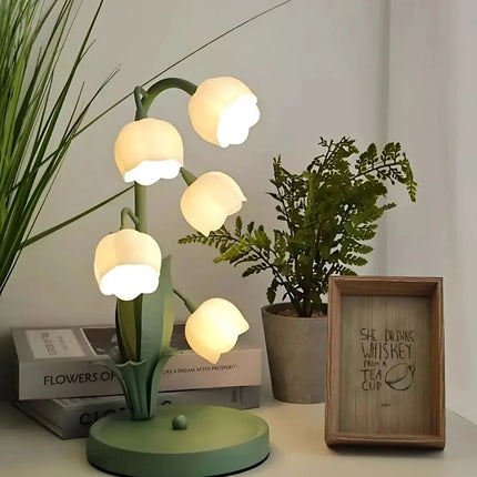 Floral Iron Table Lamp with High-Transparency Shade | Elegant LED Lighting Inspired by Lily of the Valley