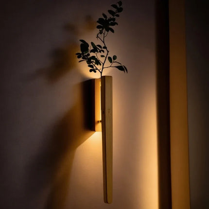 Wood Wall Light with Built-in Vase & Touch Control | Dimmable Ambient Illumination for Home Décor