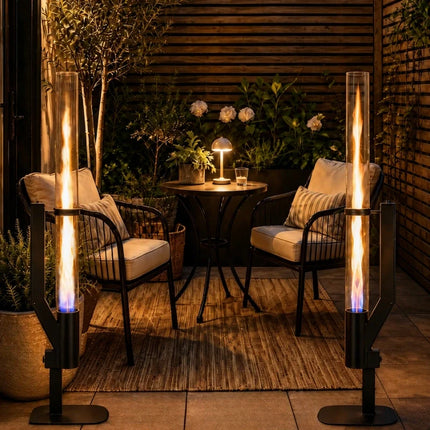 Pellet Torch with Captivating Vertical Flame | Space-Saving Design for Outdoor Patios and Gardens